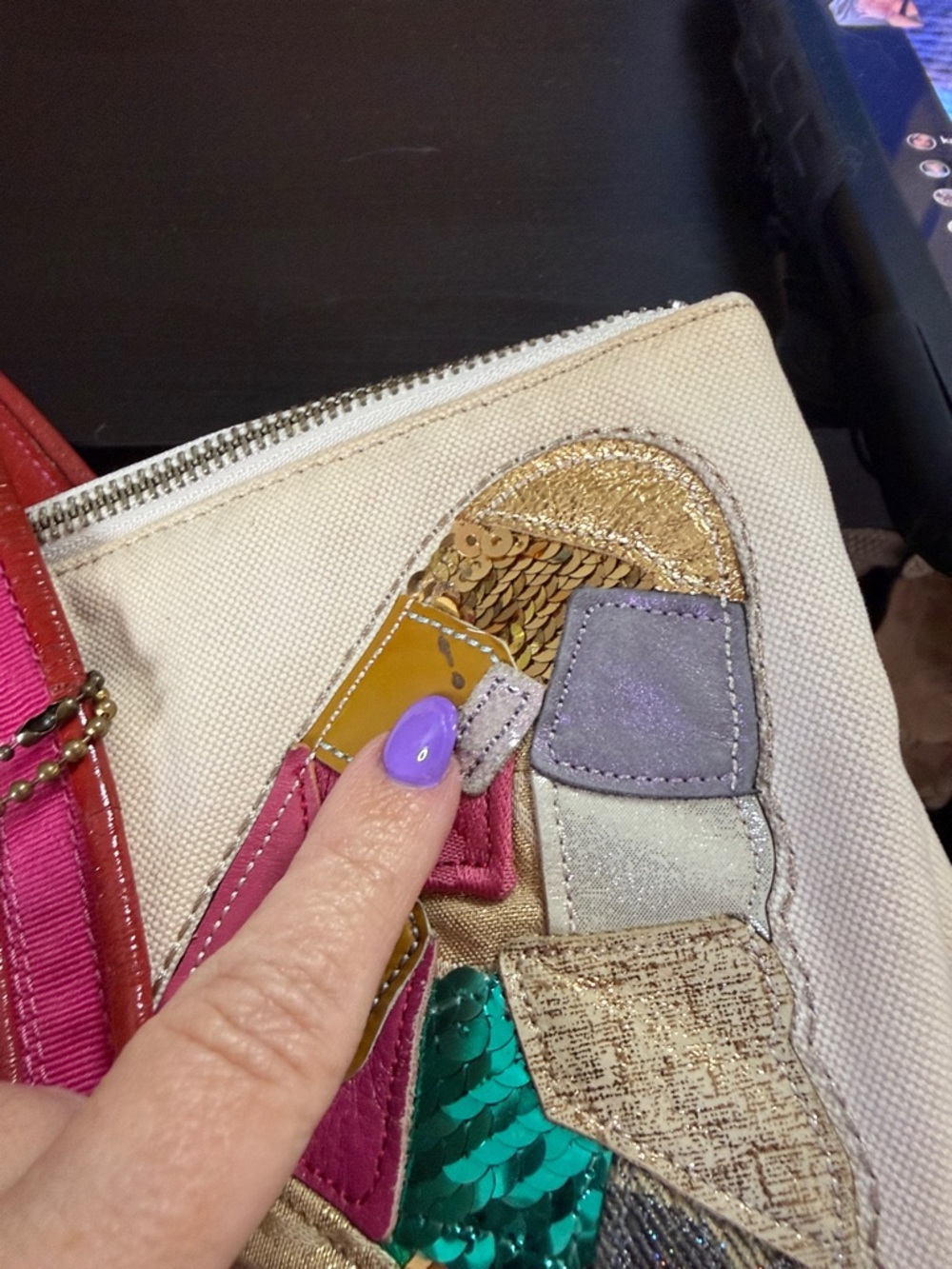 Coach Poppy Glam Sequin Patchwork Butterfly Tote - Picture 10 of 17